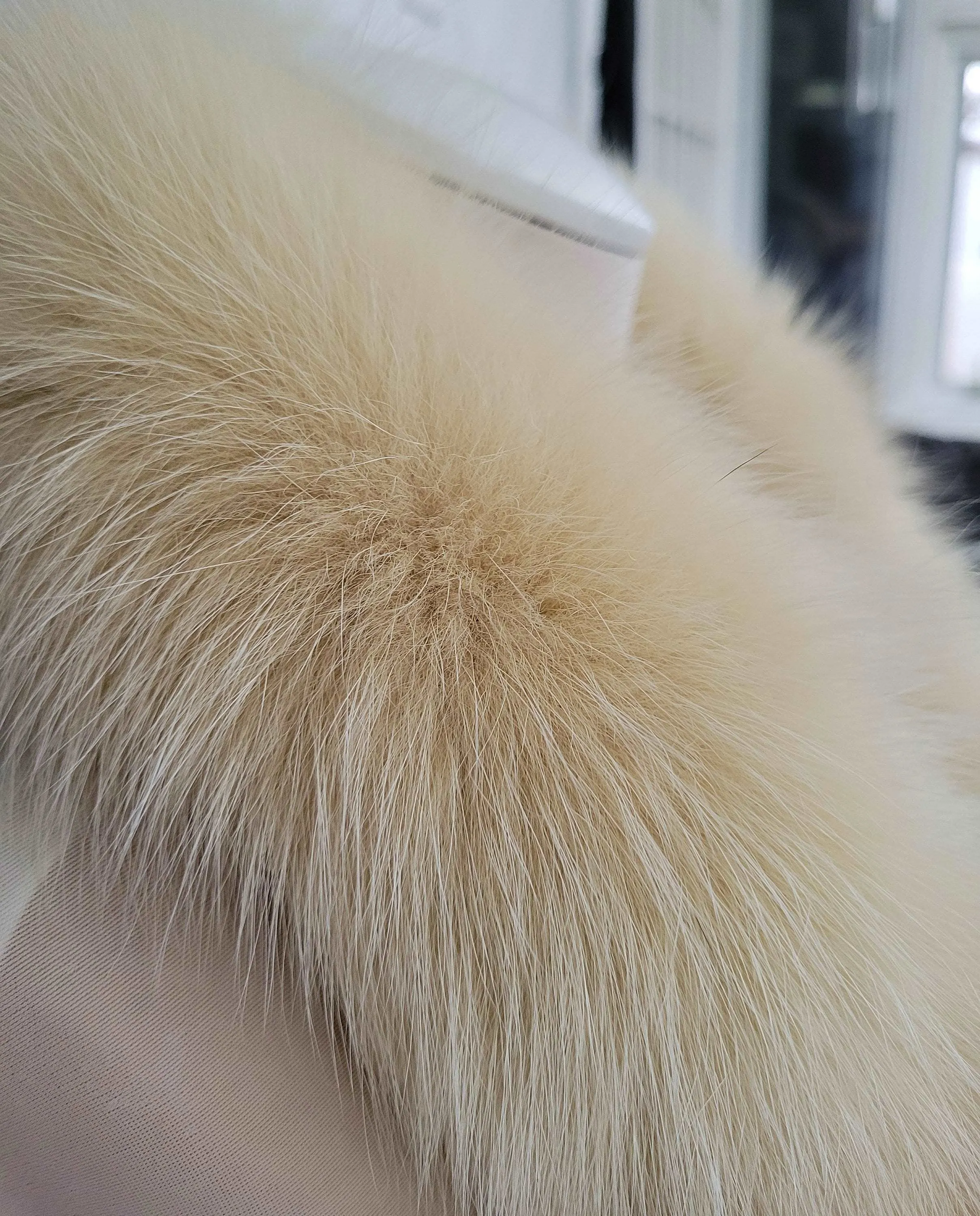 Large Beige Fox Fur Trim, Collar for Hood (PIECES), 80 cm