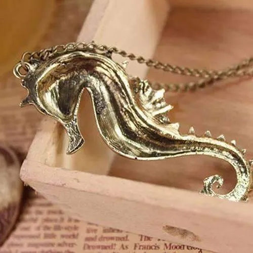 Large Bronzed Seahorse Necklace