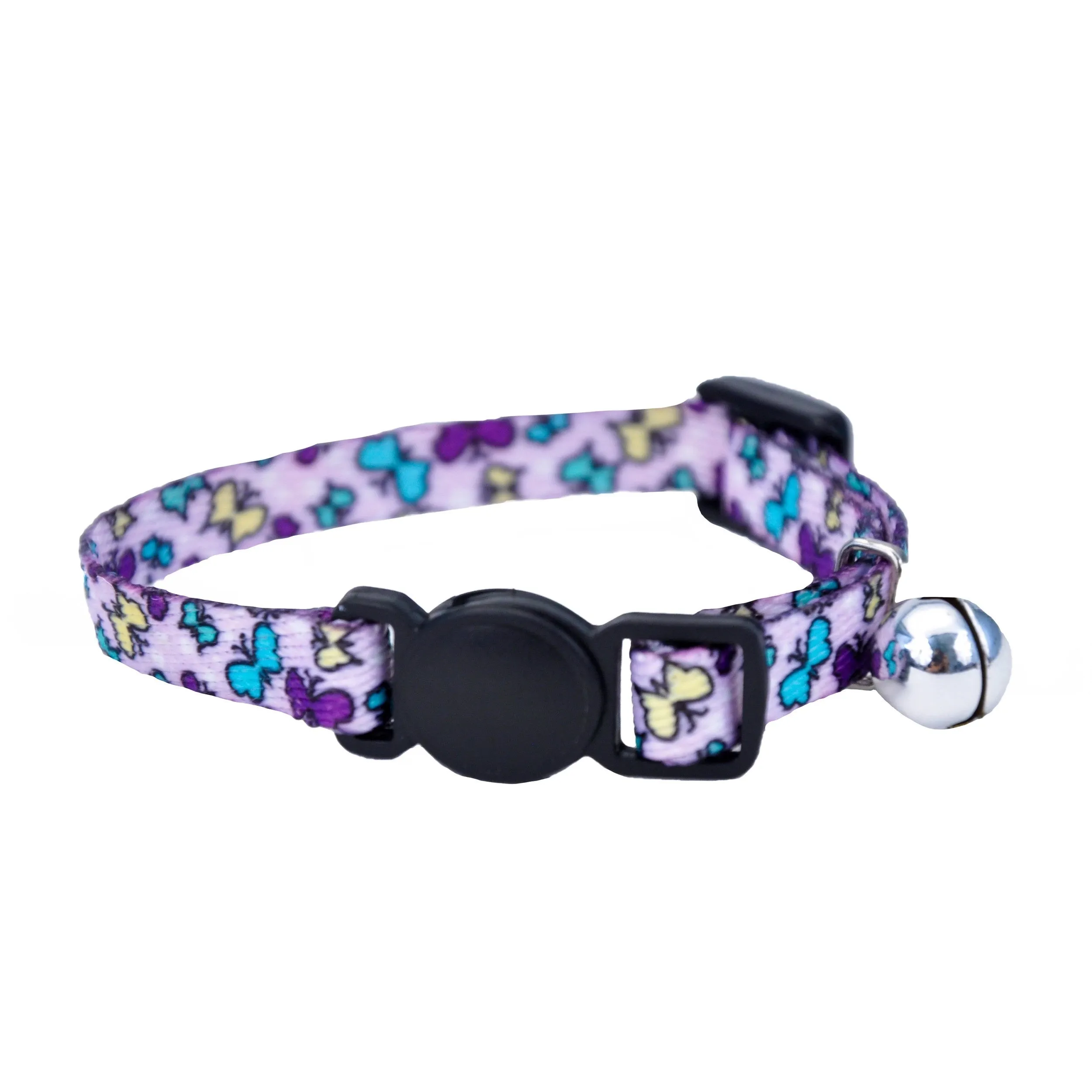 Li'l Pals 5/16" Adjustable Breakaway Kitten Collar - Purple Butterflies