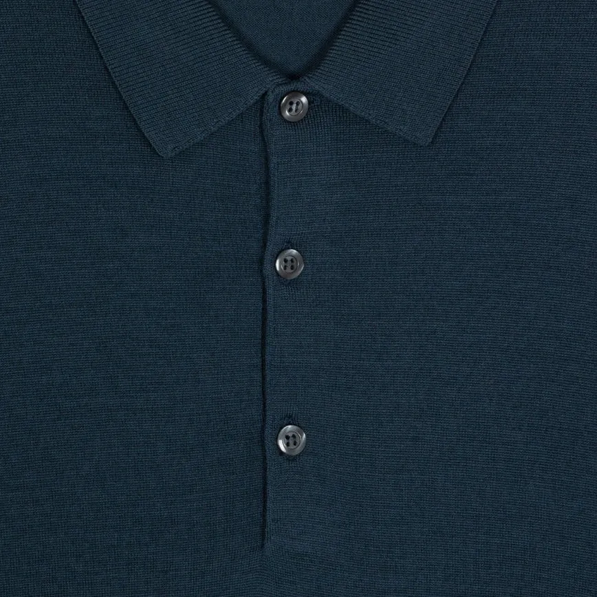 Long Sleeve Knitted Polo - Smoke Blue