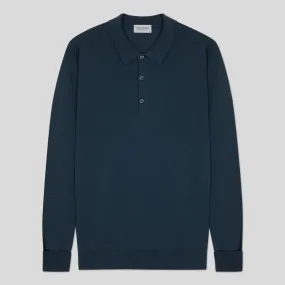 Long Sleeve Knitted Polo - Smoke Blue