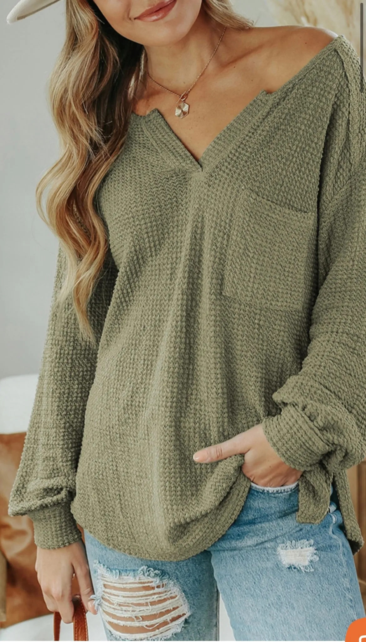 loose fit waffle knit top