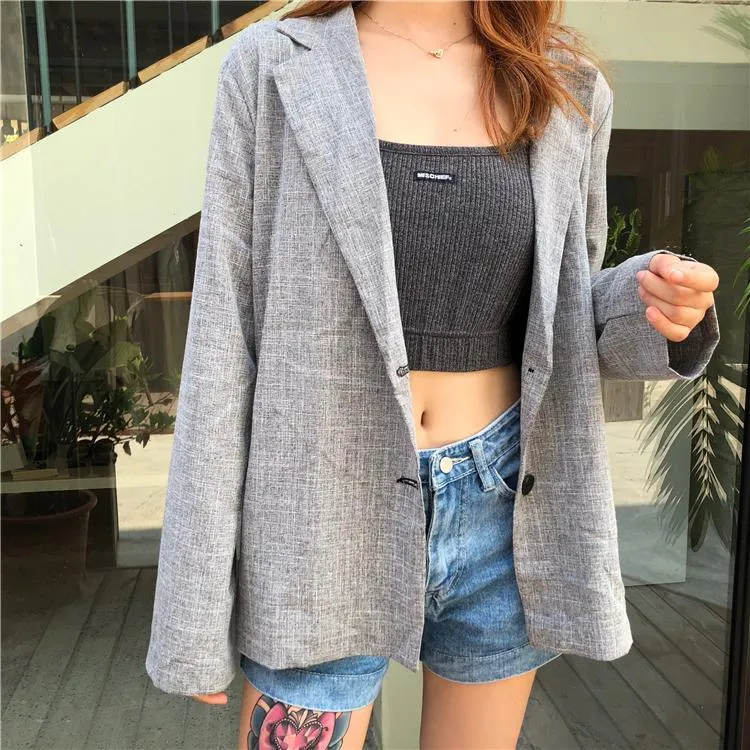 Loose Long Sleeve Lapel Collar Blazer