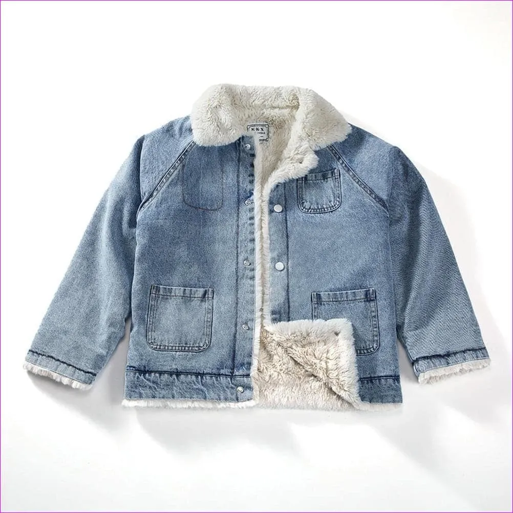 Loved Kids Faux Rabbit Fur Denim Jacket