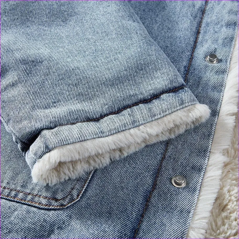 Loved Kids Faux Rabbit Fur Denim Jacket