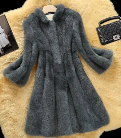 Luxury Winter women Real Mink fur coat Fashion Natural