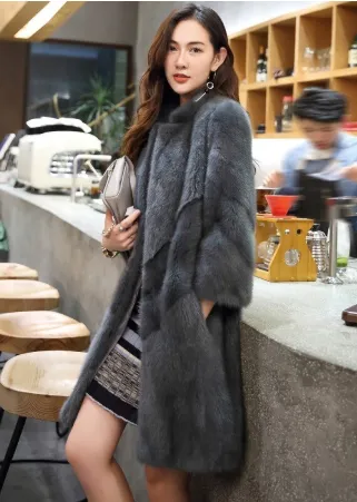 Luxury Winter women Real Mink fur coat Fashion Natural