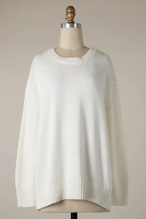 Lyla Cable Knit Ribbed Soft Pullover Sweater - Ivory