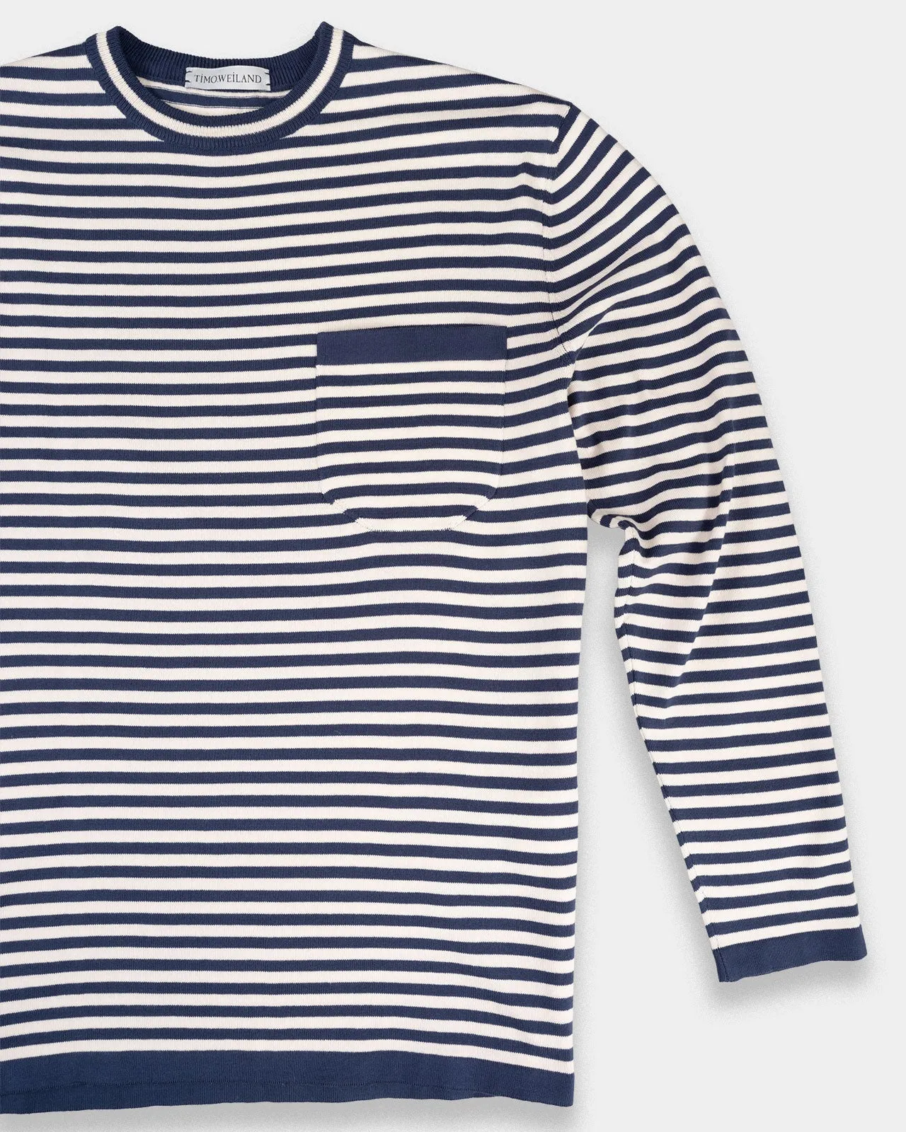 Marina Piccola Blue-White Striped Cotton Crew