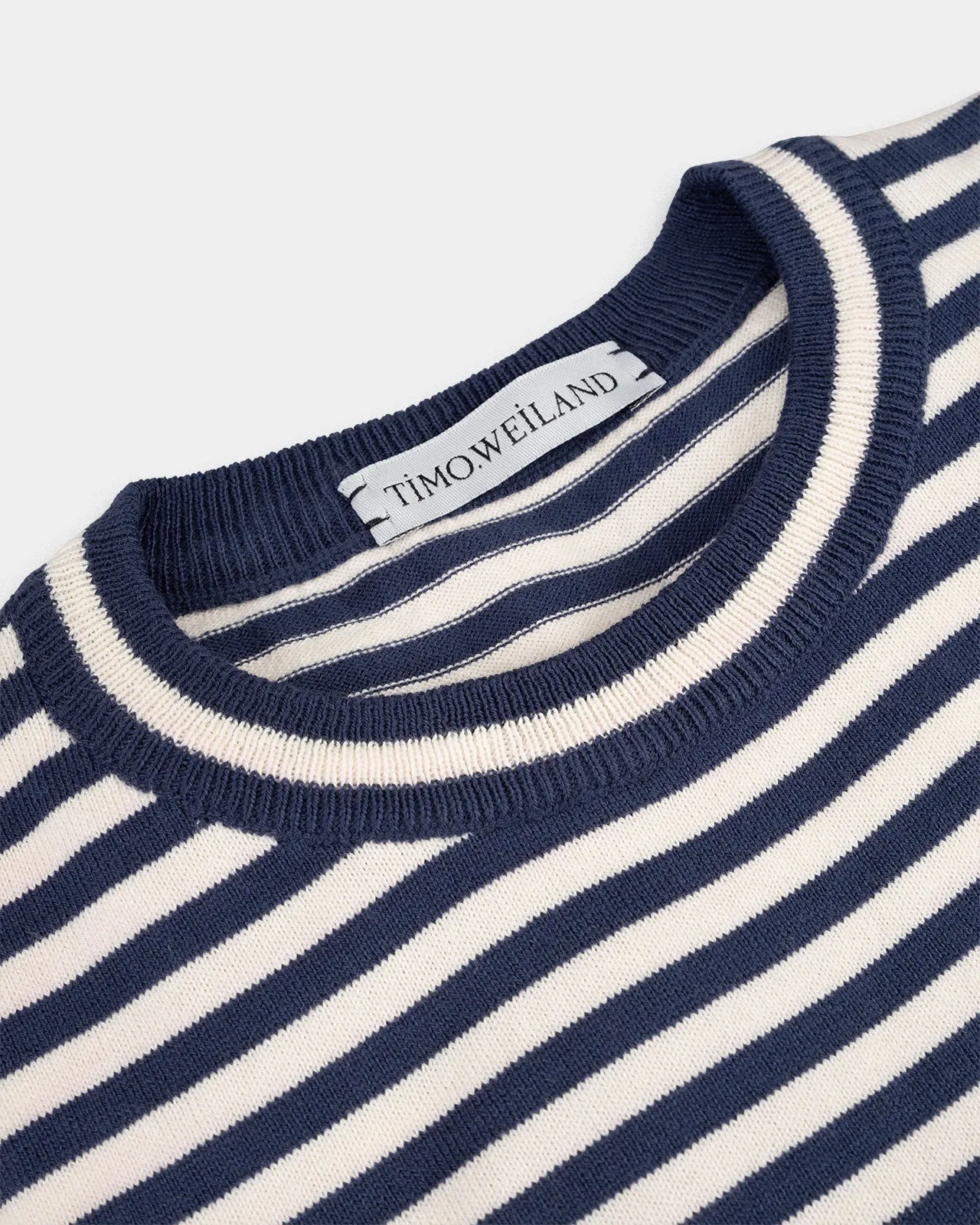 Marina Piccola Blue-White Striped Cotton Crew