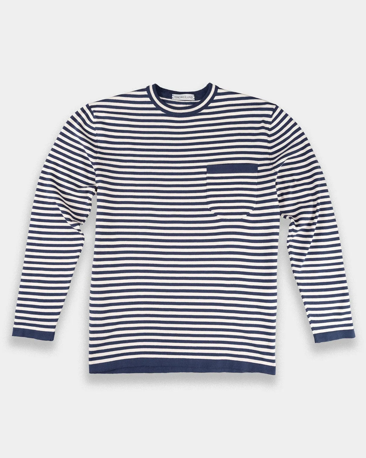 Marina Piccola Blue-White Striped Cotton Crew