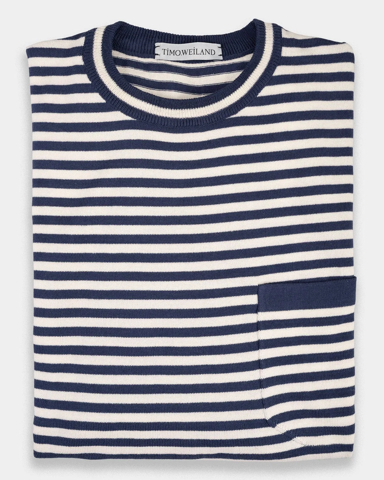 Marina Piccola Blue-White Striped Cotton Crew