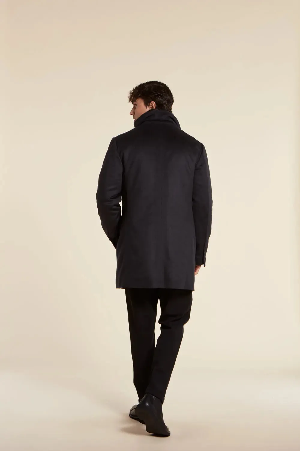 Mens cashmere coat with mink