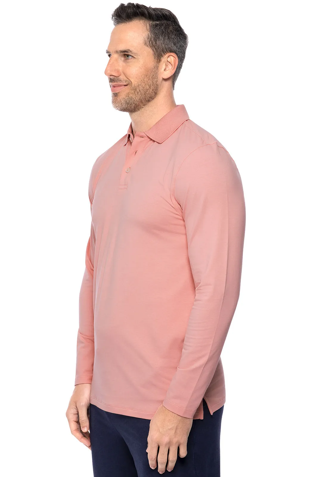 Men's Coppitt Long Sleeve Weekend Polo  |  Peachy Pink