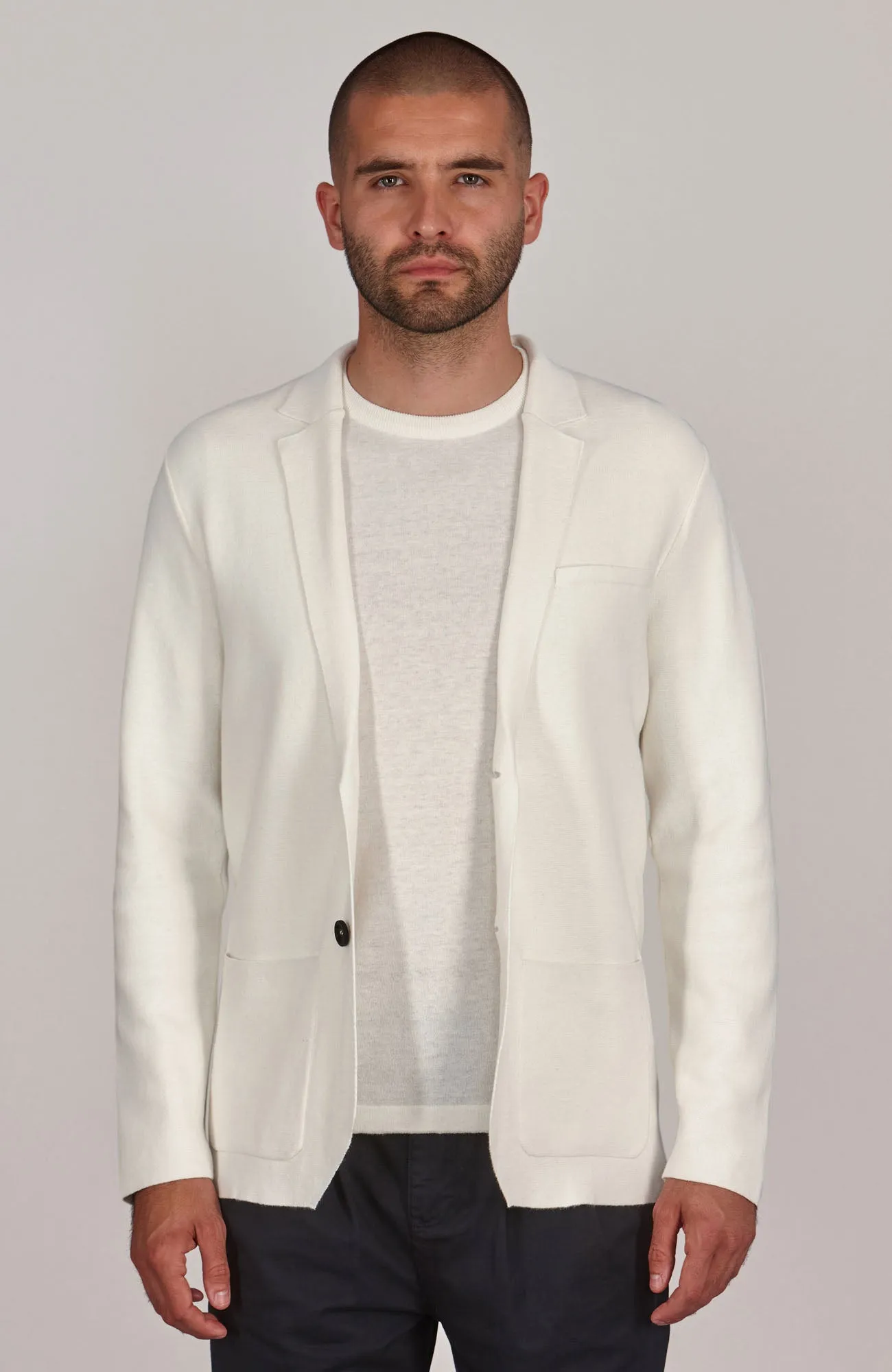 Mens Lightweight Organic Cotton Linen Knitted Blazer