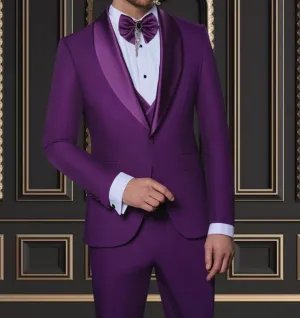 Men's Purple Tuxedo with Shawl Lapel - Elegant Formal Wear for Weddings & Events