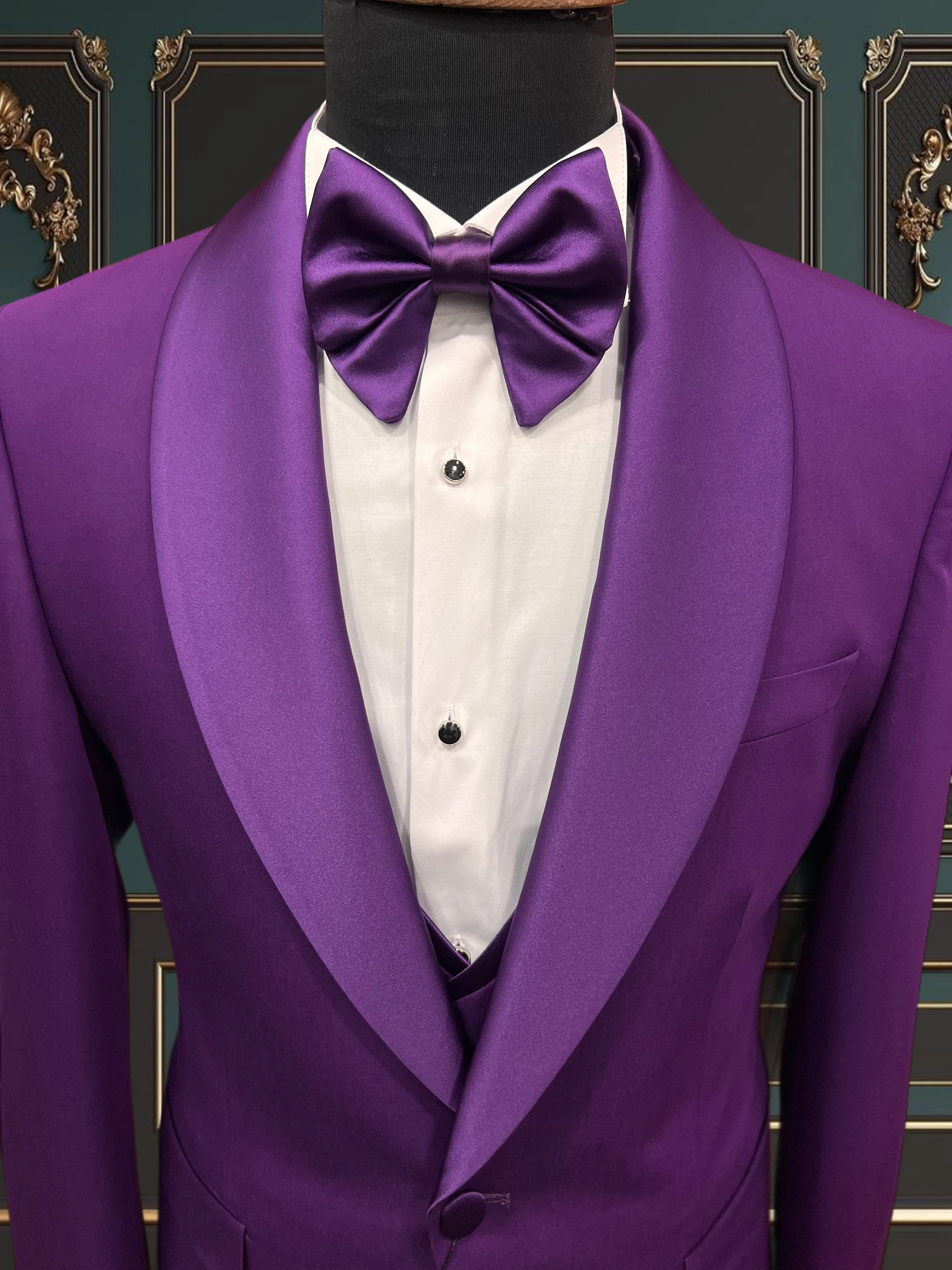 Men's Purple Tuxedo with Shawl Lapel - Elegant Formal Wear for Weddings & Events