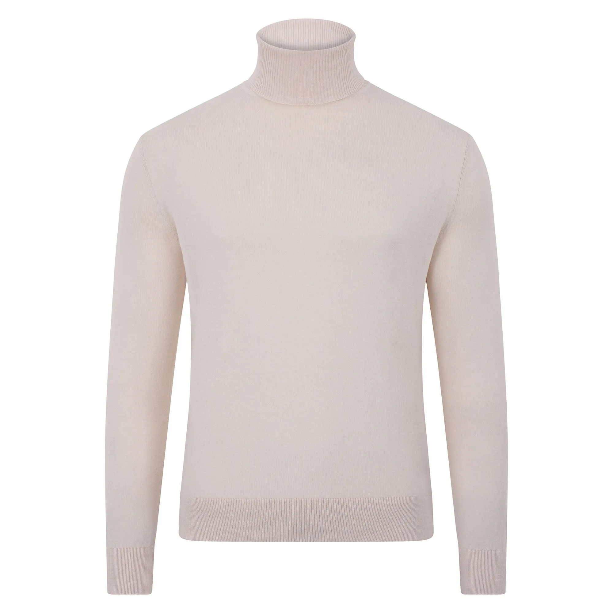 Mens Ultra Fine Cotton Roll Neck Jumper