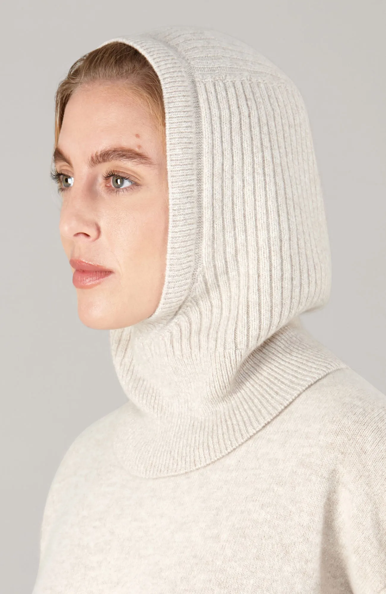 Merino Cashmere Ribbed Balaclava