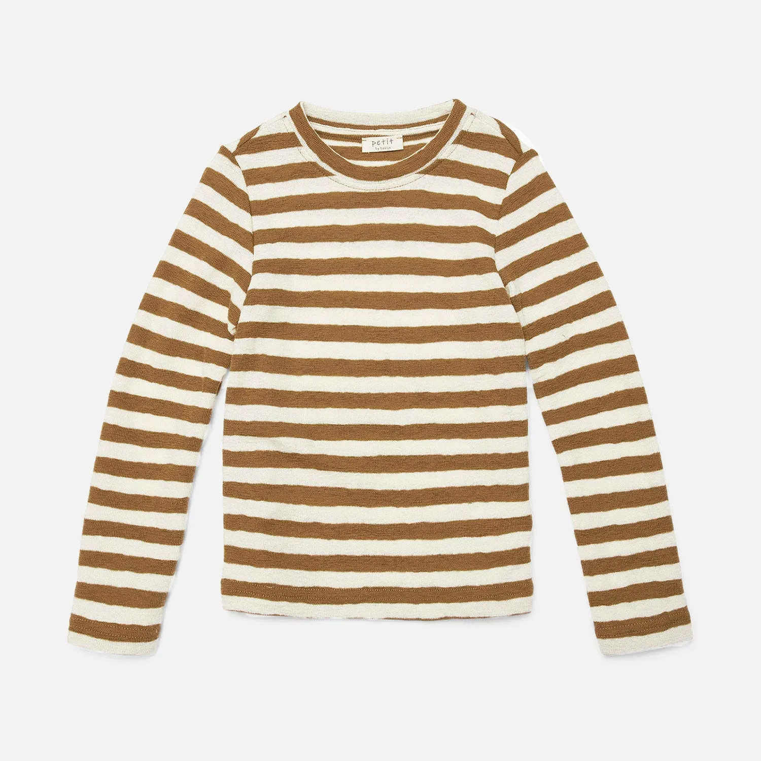 Merino Wool Crepe Top - Natural/Bronze Stripe