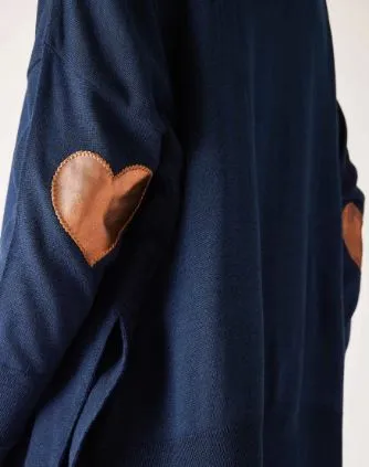 Mersea The Amour Sweater with Heart Patch- Light Navy/Bronze