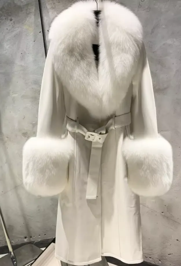 “Michigan” Leather and Fur Trench Coat