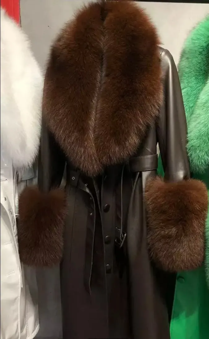 “Michigan” Leather and Fur Trench Coat