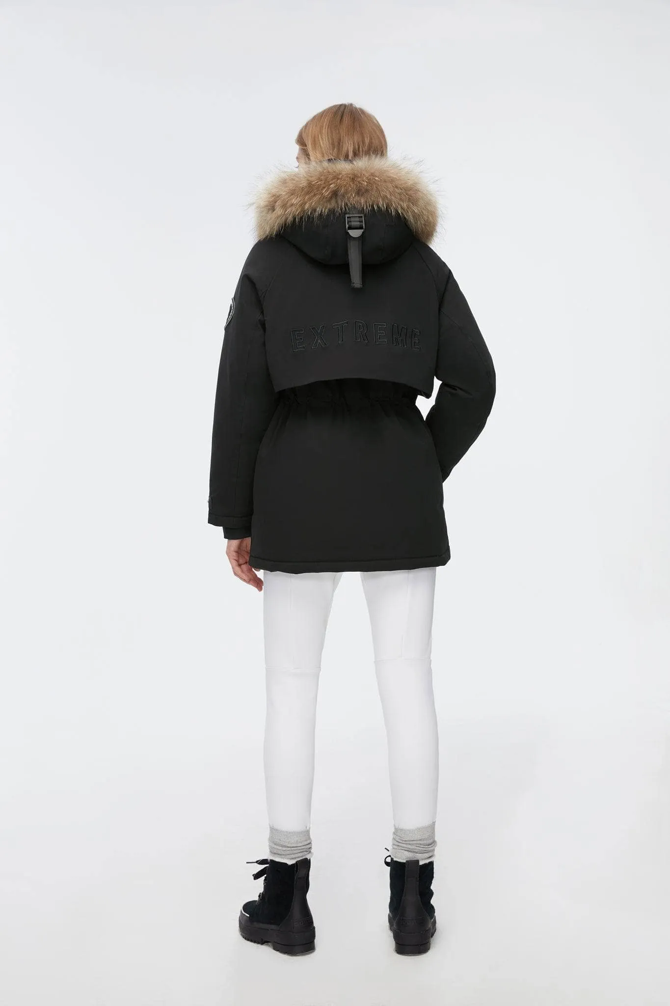 Mid-Length Goose Down Trench With Fur