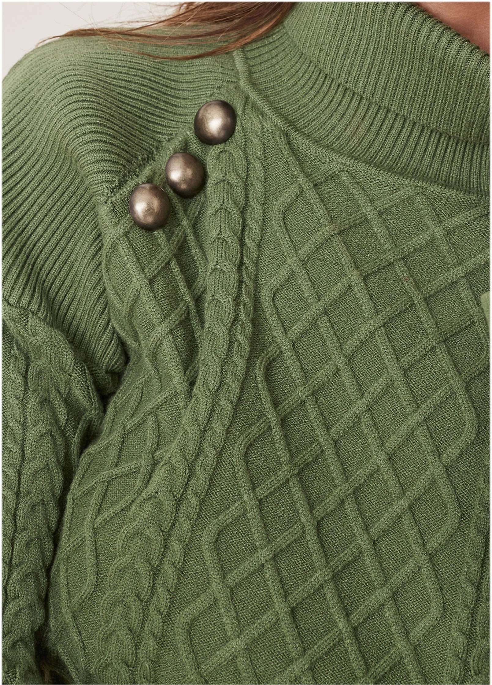 Military Button Sweater - Bronze Green