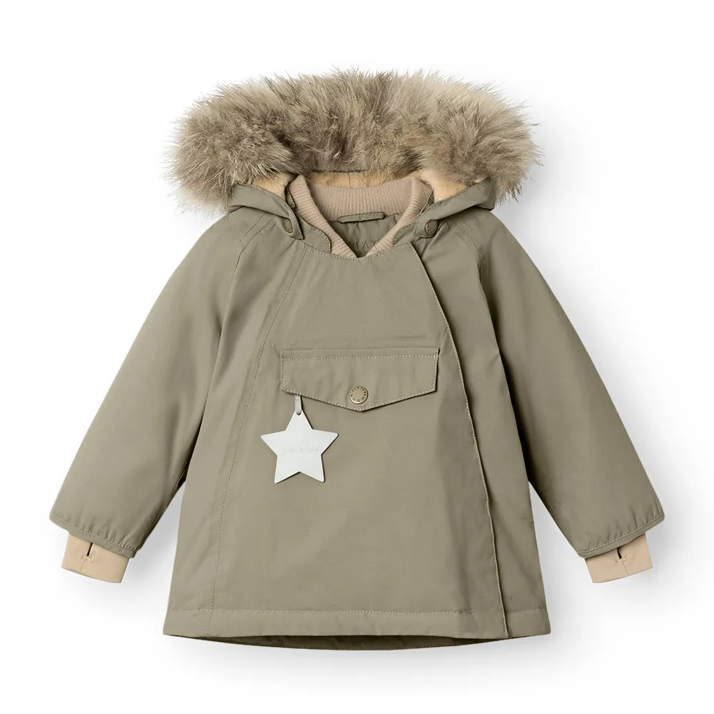 MINI A TURE Wool Fleece-Lined Jacket with Removable Fur Trim  Warm