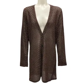 Missoni Bronze Metallic Long Sleeved Knit Cardigan Sweater