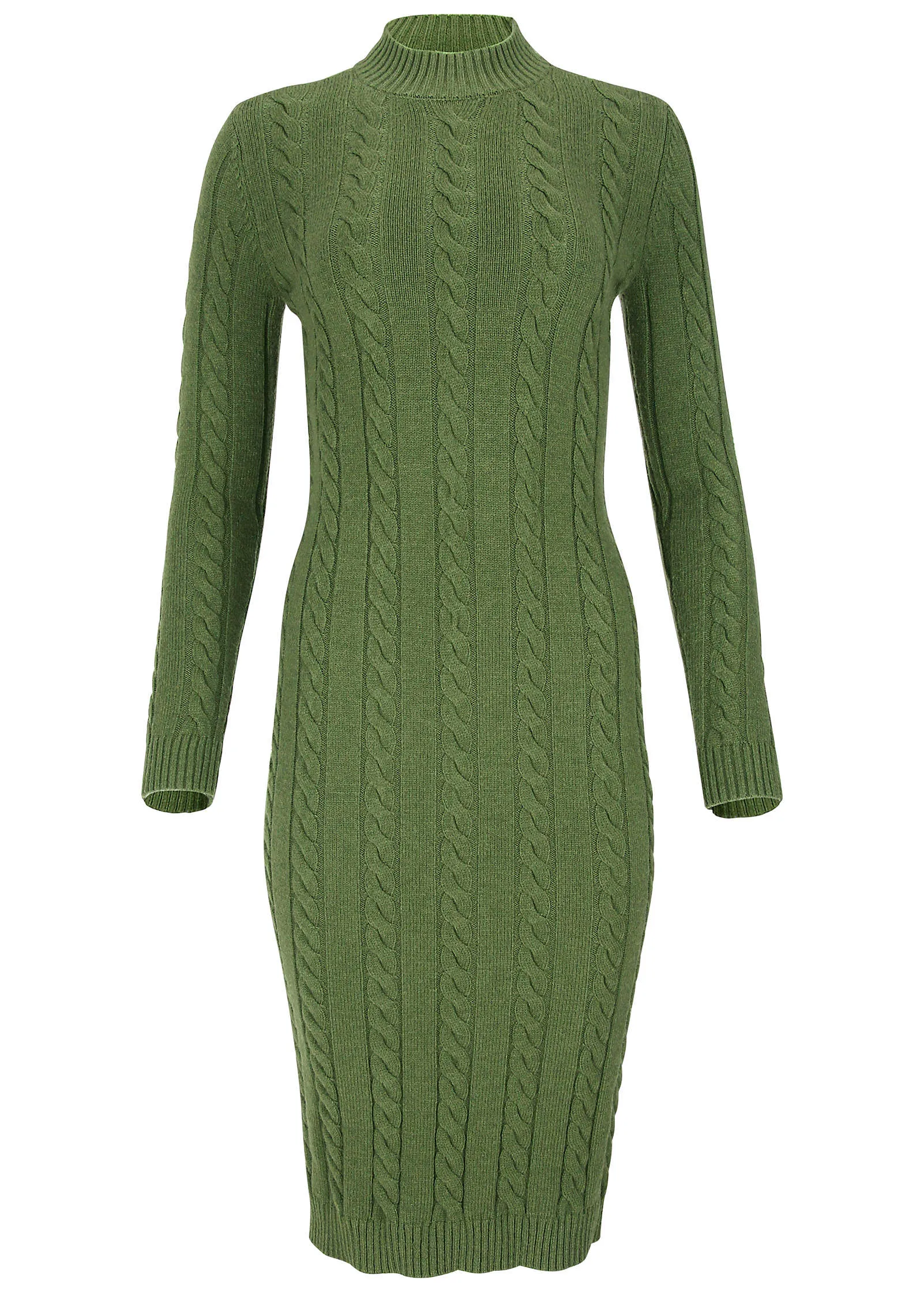 Mockneck Midi Sweater Dress - Bronze Green