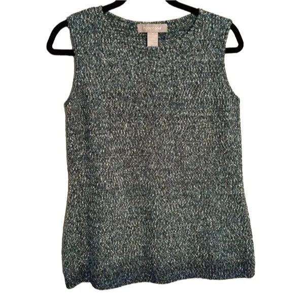 Modern Soul Knit Sleeveless Blue Gray Metallic Women's Lightweight Sweater Blouse