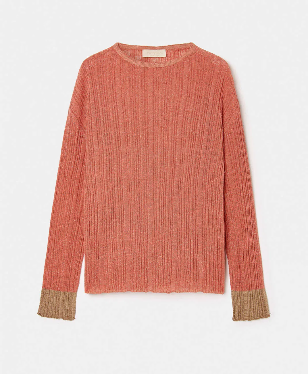 Momoni Monterey Lurex Coral / Gold Trim Knit