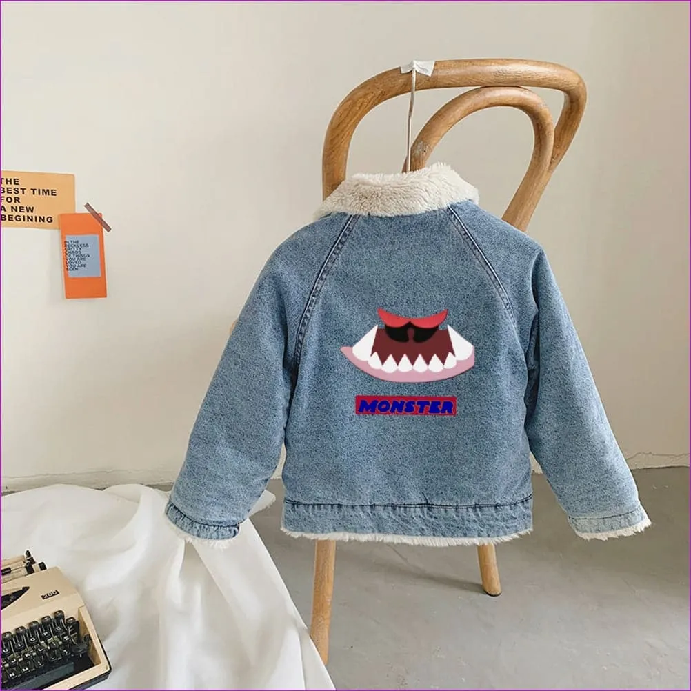 Monster Kids Faux Rabbit Denim Jacket