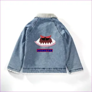 Monster Kids Faux Rabbit Denim Jacket