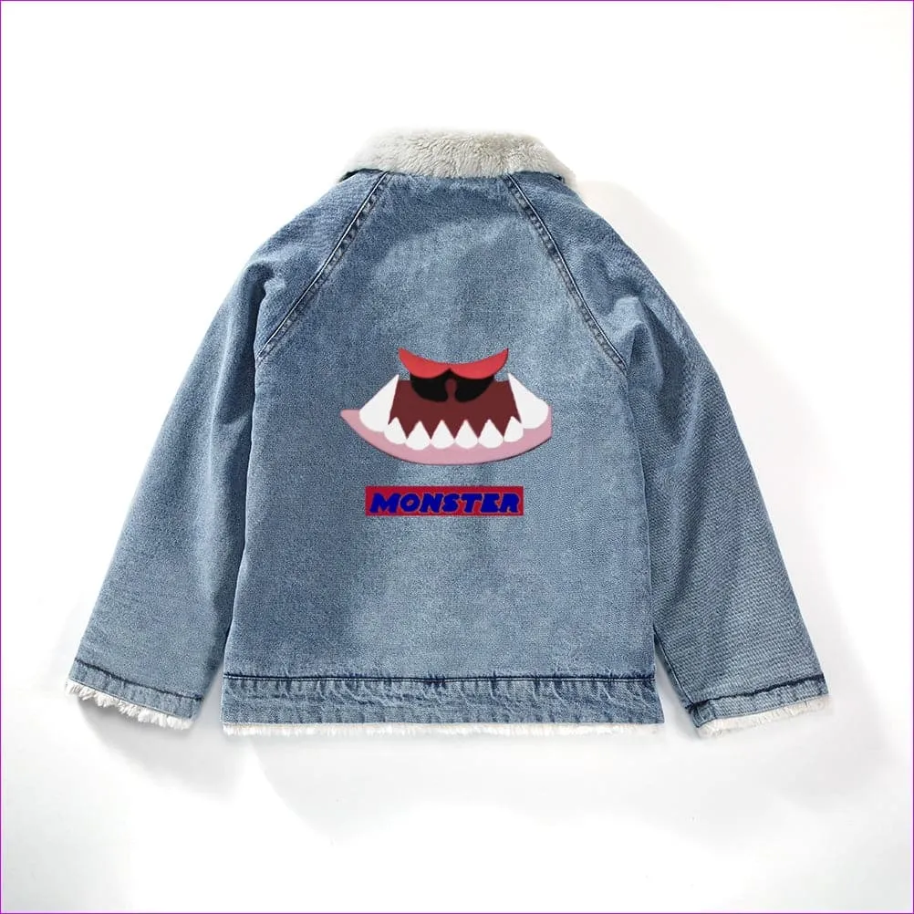 Monster Kids Faux Rabbit Denim Jacket