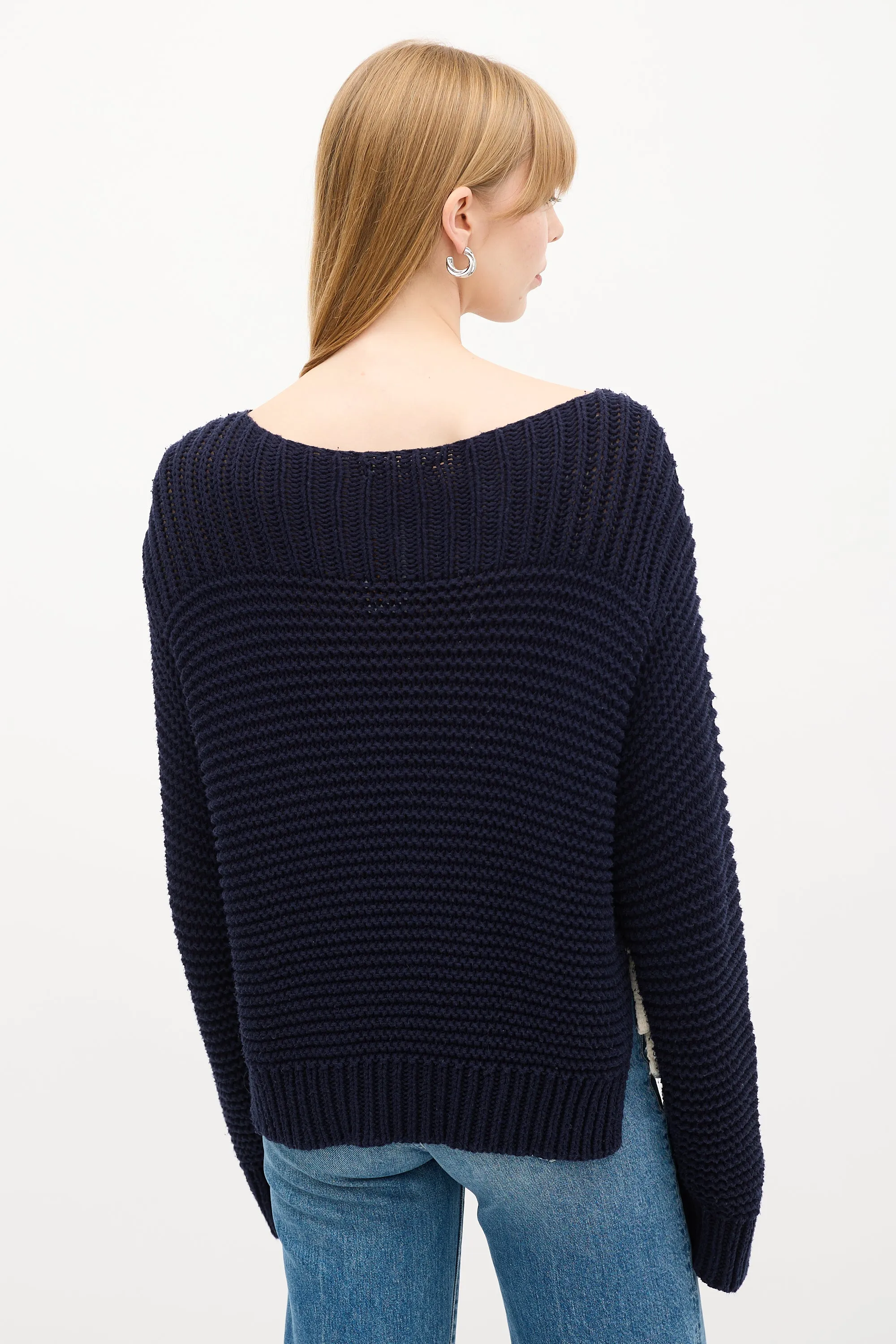 Navy Knit Lace Up Elliot Sweater