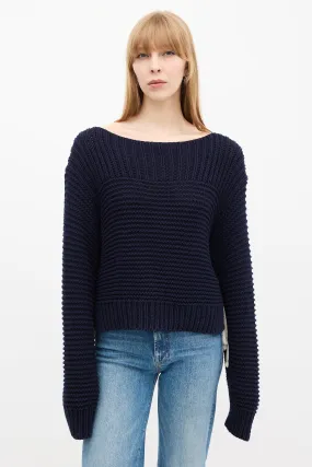 Navy Knit Lace Up Elliot Sweater