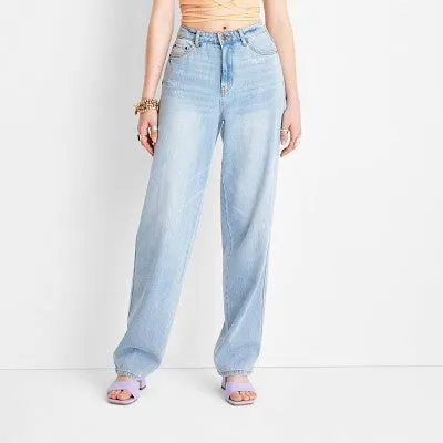 New - Women's Mid-Rise Baggy Fit Jeans - Future Collective with Alani Noelle Blue 16