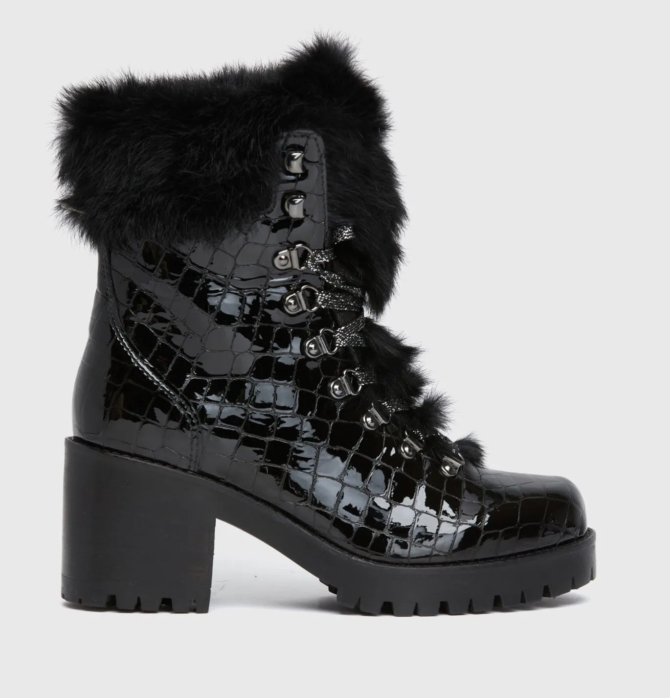 NIS Alisa BLACK Croc Heel Winter Boots