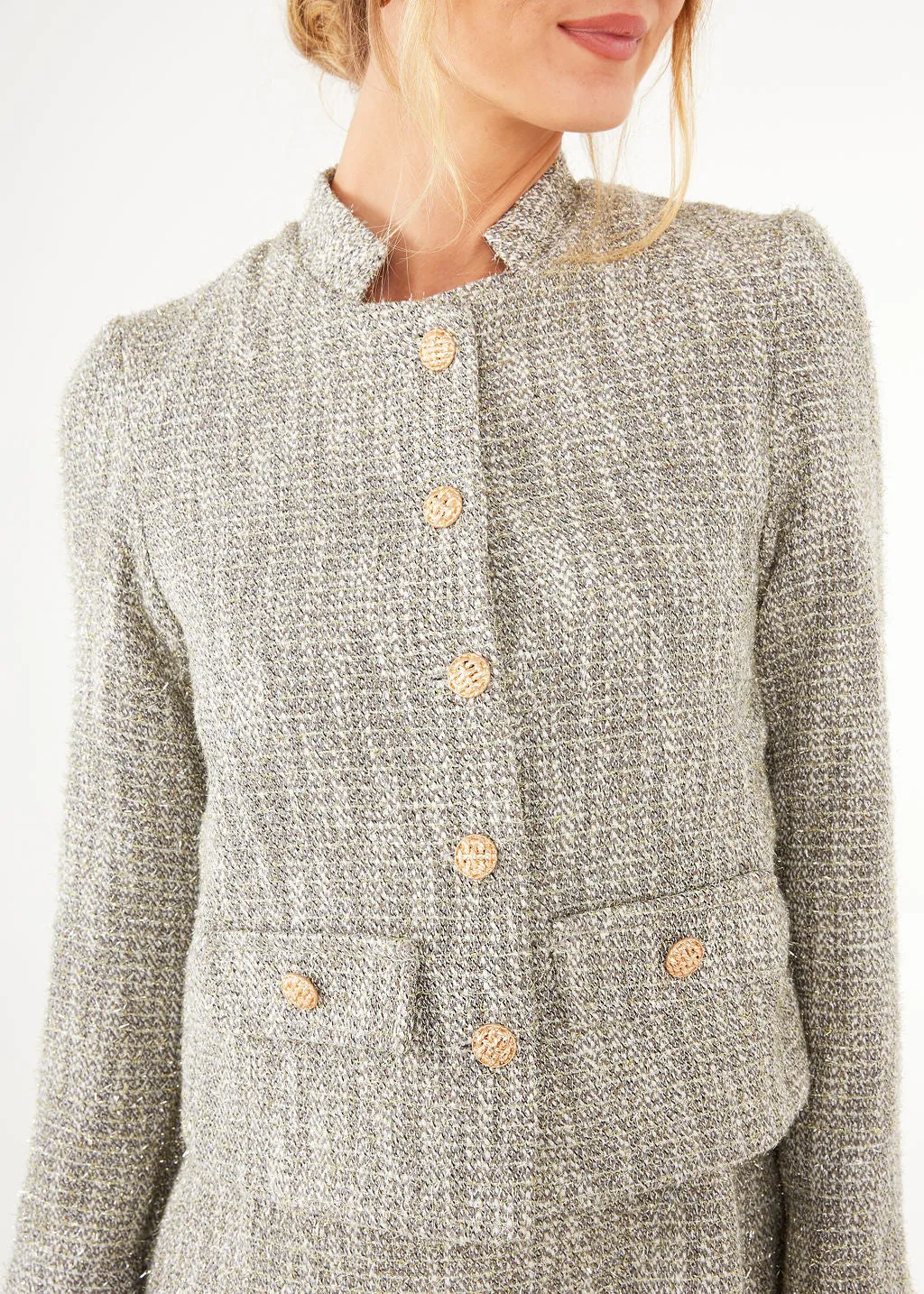 Onassis Jacket Silver Sparkle Tweed