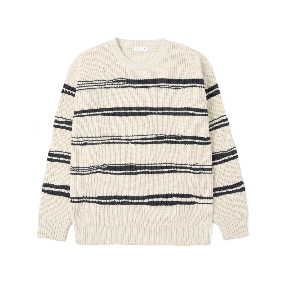 Oversize Striped Sweater Men Ripped Hole Knits Pullovers