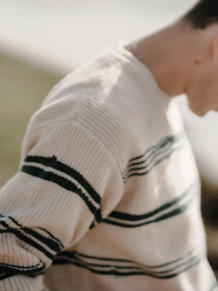 Oversize Striped Sweater Men Ripped Hole Knits Pullovers