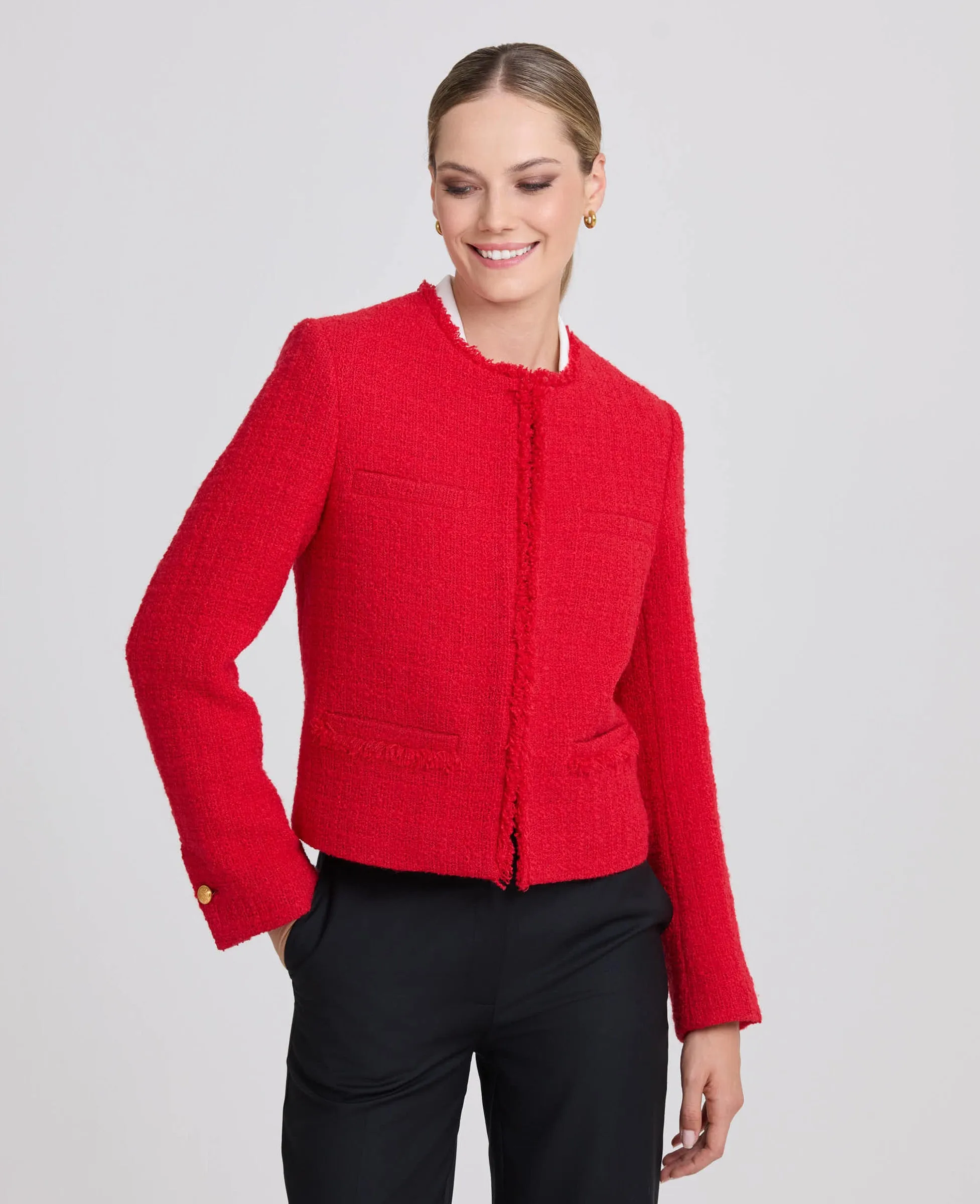 Pauline Cropped Wool Blend Boucle Jacket