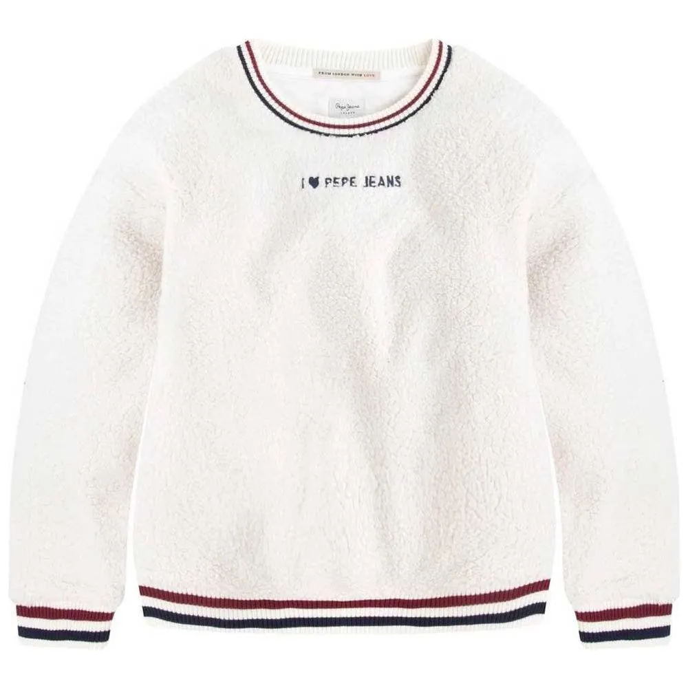 Pepe Jeans Girls Lorena Jr Teddy Sweater Off White