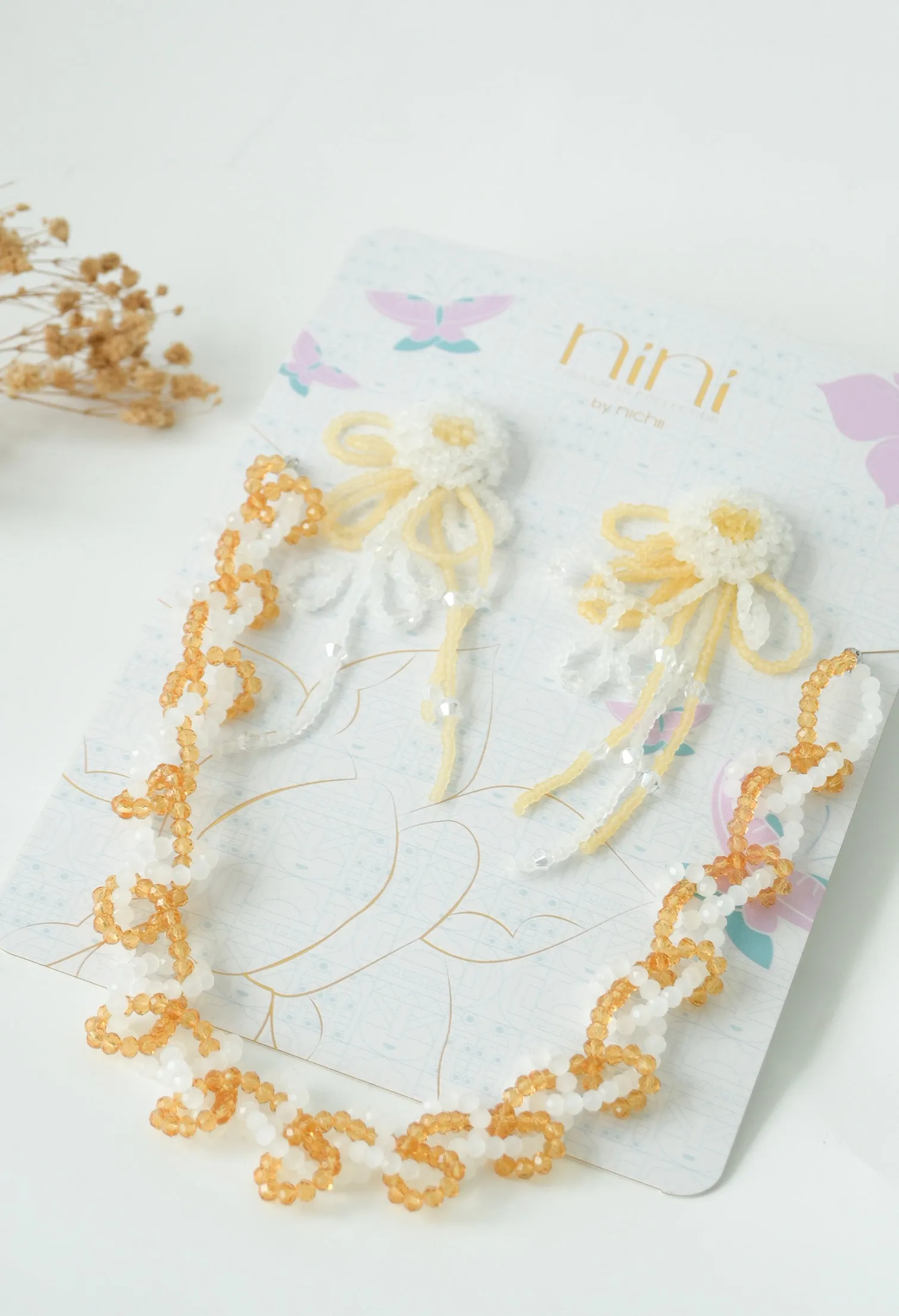 PERANAKAN Beaded Earrings & Necklace - Daisy