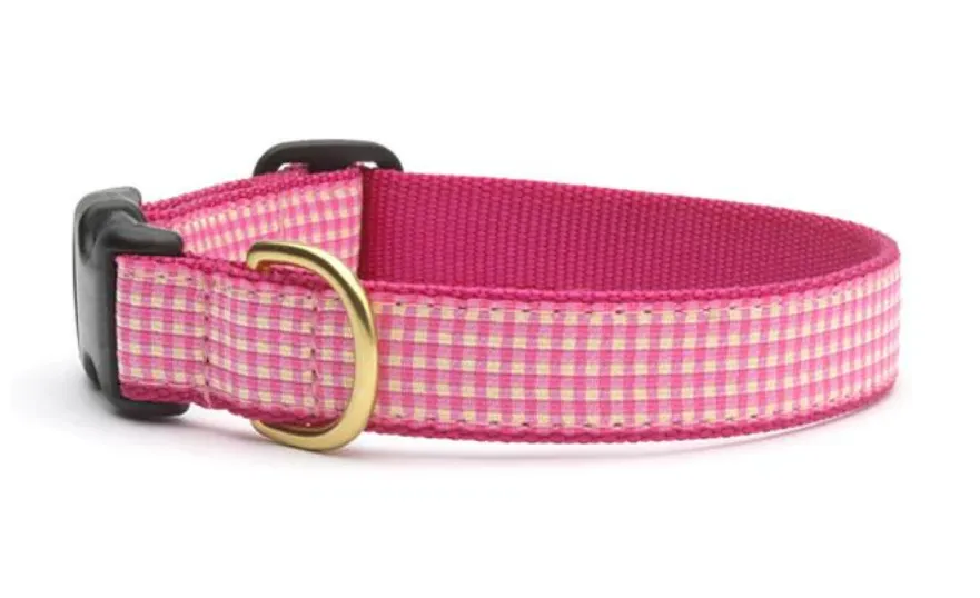 Pink Gingham Dog Collar