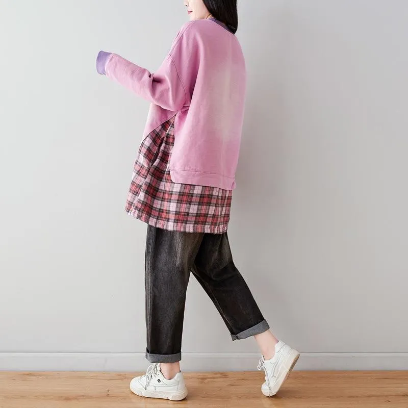 Plaid Patchwork Oversized Sweater