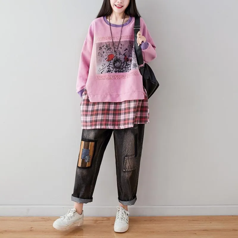 Plaid Patchwork Oversized Sweater